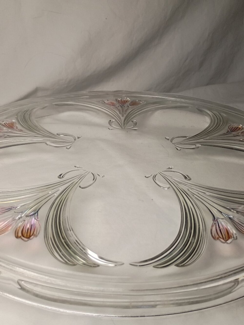 Vintage Mikasa French Bouquet 13" Round Raised Glass Serving Platter